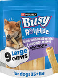 Purina Busy Rawhide Small/Medium Breed Dog Bones, Rollhide - 9 ct. Pouch