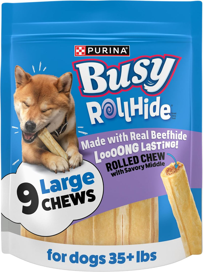 Purina Busy Rawhide Small/Medium Breed Dog Bones, Rollhide - 9 ct. Pouch