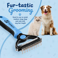 Sinko Shedding Brush For Dog and Cat, Undercoat Rake with Extra Wide Double-Sided Stainless Teeth for Detangling, Deshed
