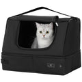 PETSFIT Portable Travel Cat Litter Box – Collapsible, 2-Layer Leak-Proof Washable Liner with Sturdy Support Frame, for Hotel/Car/Camping, Cat Travel Essentials for Kitty/Medium Cats Solid Black