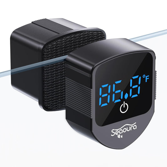 SEAOURA 2-in-1 Aquarium Magnetic Cleaner with Digital Aquariums Thermometer