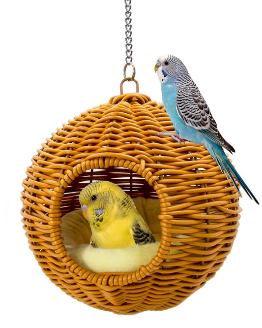 Jevnd Chewproof Steel Frame Bird Nest for Cage, Washable Small Bird Bed Hammock Hideout Lay Eggs Parakeet Nest Sleep, Parakeet Warm Bed House Hut for Lovebird, Canary, Budgie