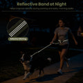Hands Free Double Dog Leash, 4 Reflective Padded Handles, Adjustable Waist Belt 27-51", Shock-Absorbing Bungee, 360° Swi