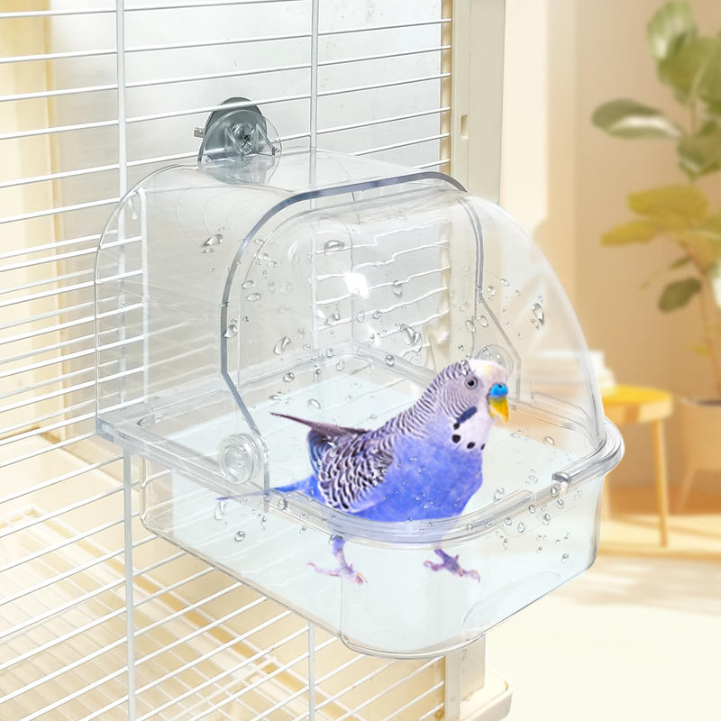 WQY GroceryShop Bird Bath for Cage, Plastic Water Bowl Feeder for Pet Birds, Parrot Bathtub with Hanging Hooks for Little Bird Parrots Spacious Parakeets Portable Shower for Most Birdcage