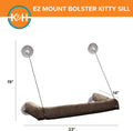 K&H Pet Products EZ Mount Bolster Cat Window Perch for Large Cats, Sturdy Kitty Window Hammock Bed, Steel Frame, Sturdy Suction Cups, Washable Shelf Covers, Foldable - Fits 27"W X 23"H Glass Spaces