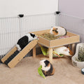 MEWTOGO Wooden Guinea Pigs Hammock with Platform