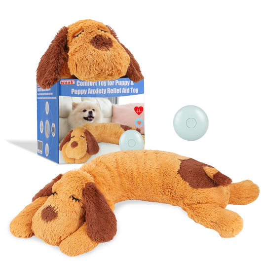 WEOK Heartbeat Puppy Toy, Comfort Cuddler Pillow, Dog Anxiety Relief Calming Aid,Heartbeat Stuffed Toy for Dogs,Puppy Heartbeat Toy Sleep Aid,Dog Heartbeat Toy for Pet