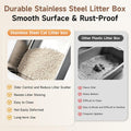 Stainless Steel High Sides Cat Litter Box,Medium