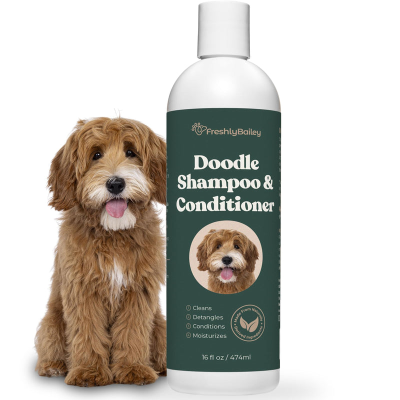 Doodle Shampoo and Conditioner - Best Dog Shampoo for Goldendoodle, Poodles, Doodle Breeds - for Curly & Wavy Coats - Natural Ingredients - Made in USA 16 Fl Oz