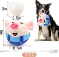 BABORUI Interactive Dog Toys Pig, Jumping Squeaky Dog Toys with Recording and Music Modes, Rechargeable Moving Dog Chew 