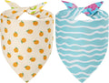 Agroon Summer Dog Bandanas Large 2PCS, 4 Pattern Blue Pink Yellow Scarf for Boy and Girl, Triangle Reversible Bibs Breed for Puppy Cats Pets