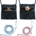 2 Pics Sugar Glider Pouch and 2 Pics Hamster Leash Small Animal Carry Pouch with Adjustable – Cozy & Portable Habitat fo