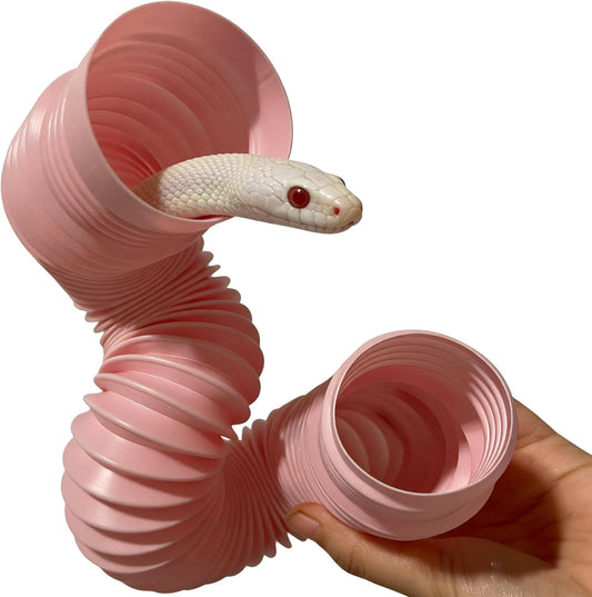 1 Pink Bendable and Flexible Snake Hide Tunnel for Corn Juvenile Snake Gecko Enrichment