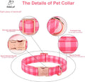 Babole Pet Pink Checkerboard Dog Collar, Classic Girly Plaid Dog Collars, Adjustable Heavy Duty Girl Dogs Collar for Small Medium Large Dogs with Metal Buckle M