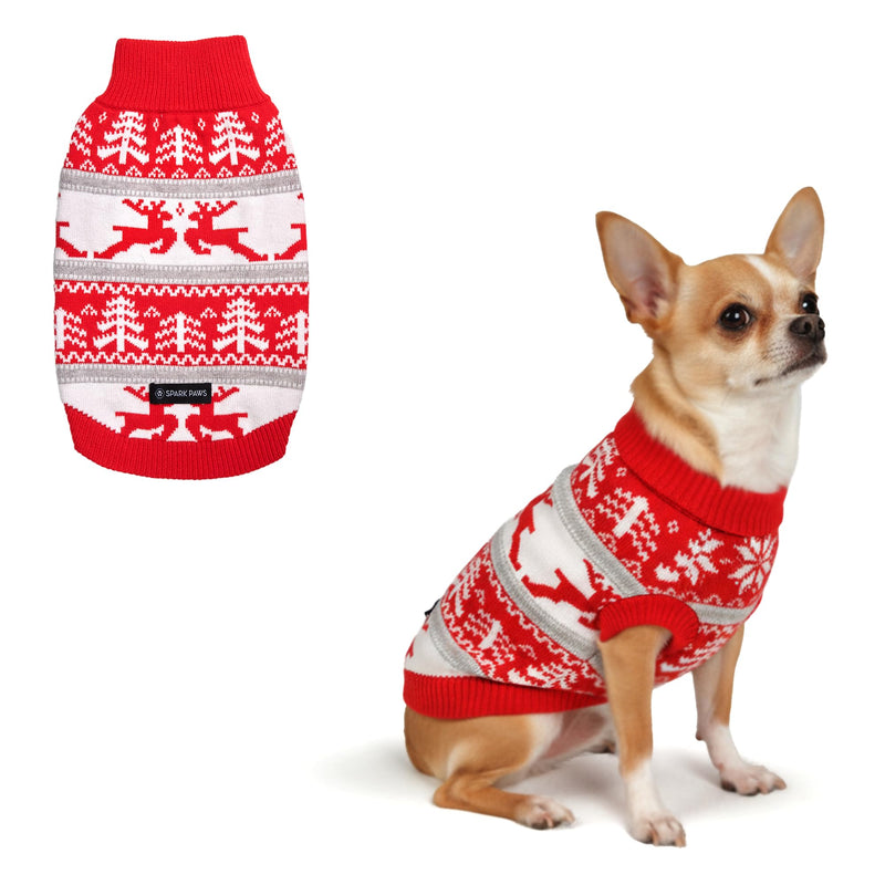 Spark Paws Christmas Dog Sweater - Ultra Soft Holiday Knit Sweater for Small, Medium & Large Dogs, Cute Pet Sweater for French Bulldogs & Big Dogs, Potty V Cut Design Jacket (Winter Wonderland, M)