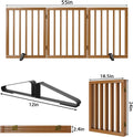 Mino Kesper Freestanding Pet Gate Foldable Dog Gate (55 inches Wide) Walnut Bamboo Dog Gates for Stairs Doorways House (2 Support Feet Included)