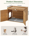 SETVSON Cat Litter Box Enclosure Furniture, Handwoven Rattan Hidden Litter Box with Mat, Large Space Cat House with 2 S-Shaped Hooks 30.3 x 18.3 x 24.4 Inches, Indoor for Living Room Apartment Natural