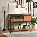 Aivituvin Tortoise Habitat Turtle Enclosure, Wooden Tortoise House Reptile Cage for Small Animals, Reptile Tank with Lar