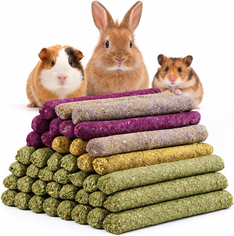 40 Pcs Natural Rabbit Chew Timothy Hay Sticks Mixing Flowers
