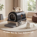 Enclosed Cat Litter Box, Stainless Steel Litter Box with Lid