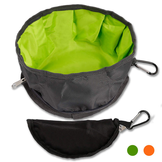 YMETECH 2 Pcs Collapsible Dog Bowls for Travel, Foldable, Portable and Light for Food and Water - (Green+Orange)