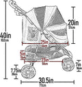 Pet Gear No-Zip Special Edition 3 Wheel Pet Stroller for Cats/Dogs, Zipperless Entry, Easy One-Hand Fold, Removable Line