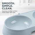 Pet Food and Water Bowl, Double Feeding Bowls, Small Grey, for Cats and Small Dogs, Portable Pet Accessories