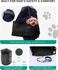 Lightweight Dog Purse Carrier for Small Dogs up to 15 lbs, Dog Tote Bag Puppy Carrier, Soft Plush Interior, Safety Leash Clip, 4 Side Pockets Dog Carrier Bag for Travel & Walking, Black