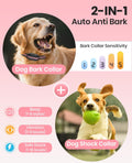 Dog Bark Collar with Remote, 2-in-1 Bark and Shock Collar Combo, 3300Ft Dog Training Collar - Auto Anti Bark/Beep/Vibrat