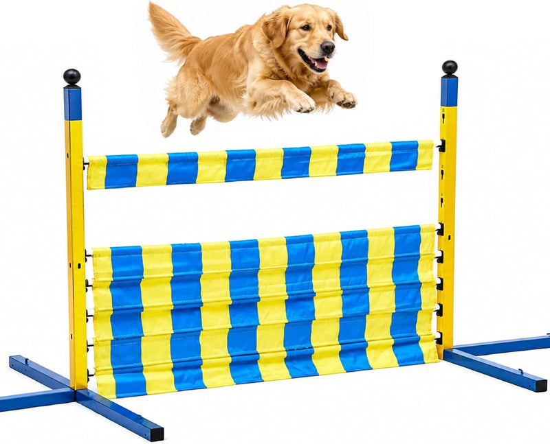 Silipull Dog Agility Jump Set, Heavy Duty Metal Dog Agility Equipment with 9 Adjustable Heights, Foldable Dogs Hurdle Tr