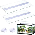 Sawysine 2 Set Aquarium Glass Canopy 19.33" x 9.65" x 0.12" Aquarium Fish Tank Lid 10 Gallon Canopy Cover with Center Br