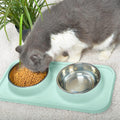 L.D.Dog Cat Food Bowls, Cat Bowls Non-Skid and Non-Spill Silicone Pads with PP Stand, Removable Stainless Steel Food and