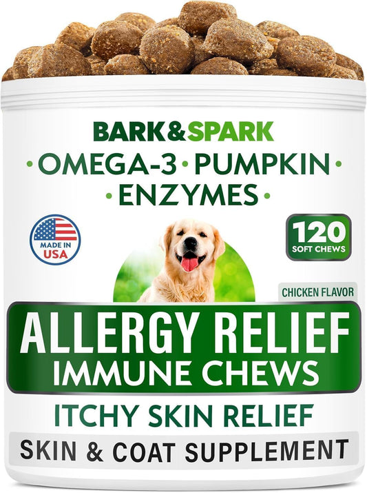BARK&SPARK Dog Allergy Relief Chews - Skin Health, Anti-Itch Supplement