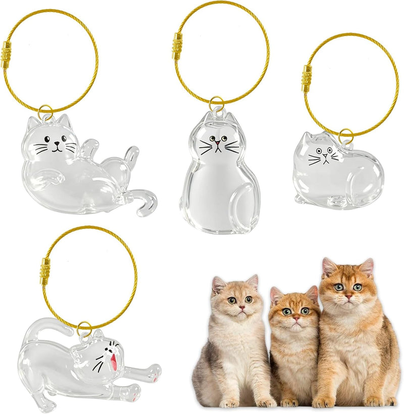 4 Pcs Cat Hair Keepsake Bottles, Pet Hair Memorial Keychain, Portable Cat Memory Keepsake Bottle, Furever Sentimental Pe