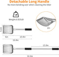 Yangbaga Metal Cat Litter Scoop:Detachable Long Handle Litter Scooper with Deep Shovel,Pooper Scooper Heavy Duty for Litter Box,Stainless Steel Non-Stick Sifter with Foam Padded Grip,No Bending Back