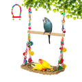 Natural Bird Swing Toys with Wood Perch,Double Layer Bird Seagrass Woven Climbing Hammock with Chewable Perch Stand Chewing Toy for Parakeets,Budgies,Conures,Cockatiels,Lovebirds