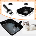 Bokon 50 Pcs 25 Set Disposable Litter Boxes for Cats with Scoop 15.7 x 11.8 x 3'' Plastic Cat Litter Tray Large Kitten Pan for Kitty Rabbit Guinea Pig Hamster Pets Supplies Travel Home Toilet(Black)