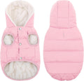 SAWMONG Dog Winter Coat,Warm Fleece Lined Dog Jacket with Leash Hole & Hood