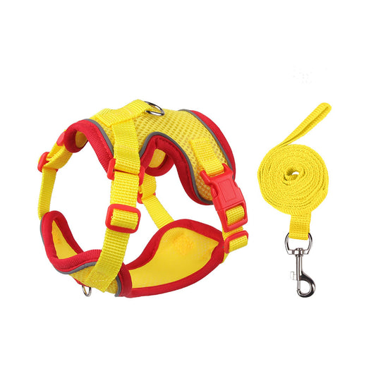 Cat Harness and Leash Set for Walking – Escape-Proof Reflective Vest for Cats and Small Dogs, Adjustable Soft Air Mesh with Pressure-Reducing Design, 4.92ft (Red & Yellow, M)