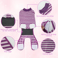 QUEARN 2 Packs Breathable Cotton Dog Recovery Suit for After Neuter Spay Abdominal Wounds Protector, Professional Anti-Licking Onesies for Male Female Pets Surgery Bandages, XL Purple & Pink Stripes