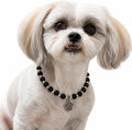 Hidden Hollow Beads Handmade USA Adjustable Beaded Pet Collar, Bling Jewelry Necklace, Paw Print Charm, Small Medium Dog