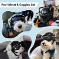 Dog Helmet and Goggles for Small Dogs - Pet Goggles Pet Motorcycle Helmet Hat with Ear Holes Adjustable Straps Safety He