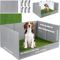 High Walls Dog Pee Pad Holder with Artificial Grass, 32.3"x22"x15.7" Foldable No-Splash No Assembly Indoor Dog Litter Bo