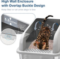 23.6''x16''x12'' Enclosed Stainless Steel Litter Box with Lid, XL Sifting Litter Box for Pine Pellets, High Sides Metal Litter Box System for Big Cats, Anti-Leakage, Easy Cleaning, Less Tracking
