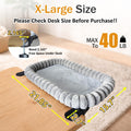 Pawow X-Large Cat Desk Bed - 90° Foldable Space-Saving Cat Beds, 2 Washable Covers (Faux Rabbit Fur & Cool Mesh), Heavy-Duty Frame Supports 40lbs, Easy Install Pet Perch for Office & Game Tables