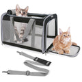 TIYOLAT Pet Carrier for Large Cats of 20 Lbs, Collapsible Carrier Bag for Big Cat or 2 Kittens,Soft Sided Puppy Carrier with Sturdy Travel Transport Strap, Adequate Ventilation, 4 Mesh Windows (Black)