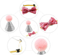 Satinior 4 Pcs Cat Birthday Hat Bow Tie Set, Lake Blue and Pink, Style A