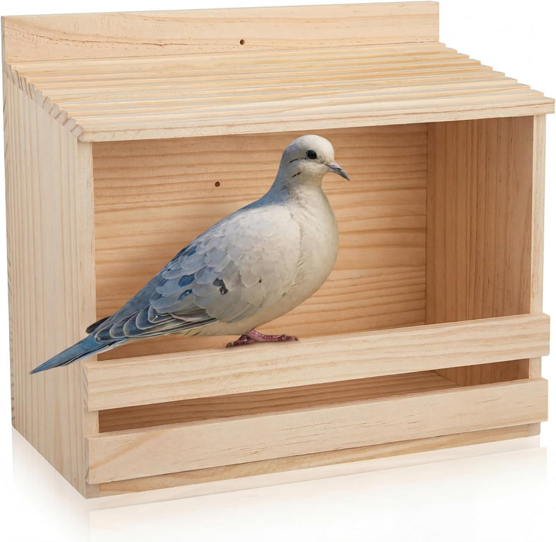 Briwooody Wooden Open Mourning Dove Nesting Box for Outside Dove Bird House