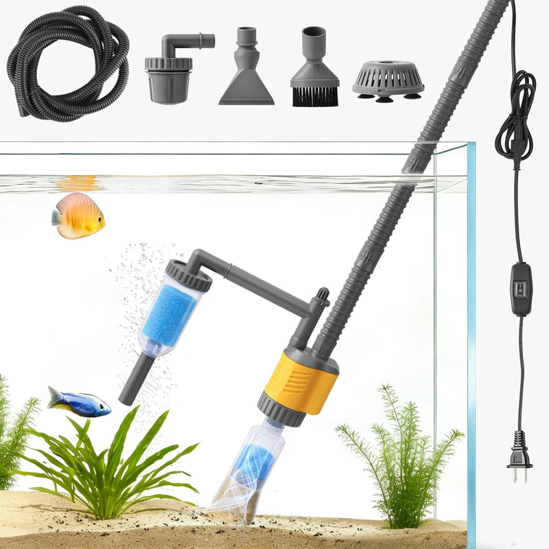 Aquarium Vacuum Gravel Cleaner, 8 in 1 Removable 20W Fish Tank Cleaner