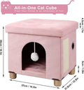 BRIAN & DANY Cat Beds for Indoor Cats,Cat Cave House for Kitten with Scratch Board & Ball,14.5X 12.5X 14.1 inches, Pink